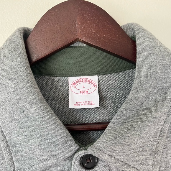 Brooks Brothers 1818 Men's Large Gray French Terry Shacket Cotton Shirt Jacket - Picture 2 of 9